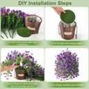 Artificial Flowers Hanging Baskets, 4 Bundles Outdoor Hanging Basket Spring Summer Decoration, No Fade Realistic Fake Flowers Plants for Porch Patio Balcony Home Yard Decor(Double Purple)