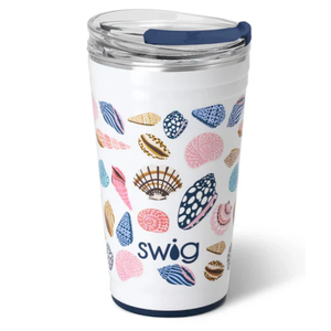 Swig Life 24oz Tumbler, Insulated Coffee Tumbler with Lid, Cup Holder Friendly, Dishwasher Safe, Stainless Steel, Extra Large Travel Mugs Insulated for Hot and Cold Drinks (Sea La Vie)