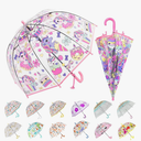 Kids Clear Bubble Umbrella Transparent Dome See Through Child Umbrellas for Rain Boys Girls with Pinch-Proof Closure and Easy-Grip Hook Handle