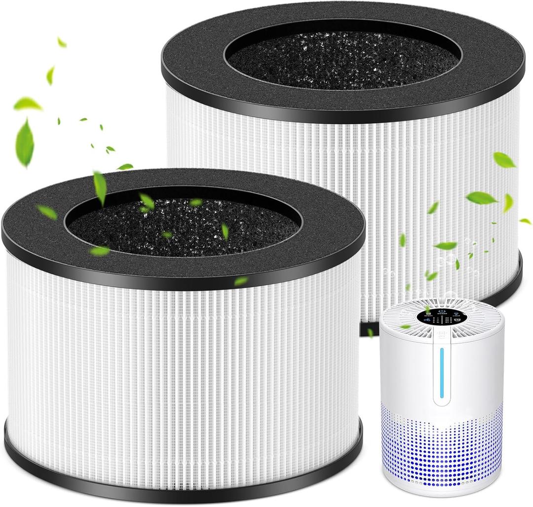M01 Replacement Filter Only Compatible with MOOKA M01 Air Purifier, 3-in-1 Pre-Filter, HEPA Filter, High-Efficiency Activated Carbon Filter Filtration System, 2 Pack