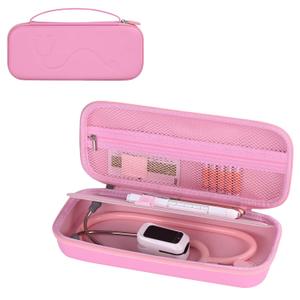 Hard Stethoscope Case for 3M Littmann Classic III, Lightweight II S.E, MDF Acoustica Stethoscope, Stethoscopes Carrying Case with Mesh Bag for Nurse Accessories Gauze Penlights Cotton Swabs (Pink)