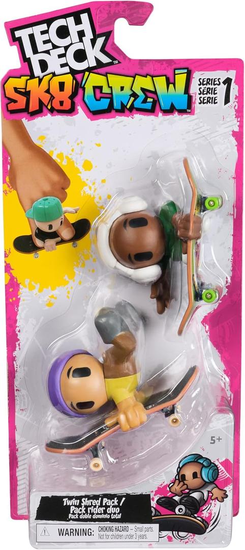 Tech Deck Sk8 Crew, 2 Exclusive Fingerboards with Assist Figures, Customizable Collectible Mini Skateboards, Toys for Kids Ages 5+  Tech Deck Sk8 Crew, 2 Exclusive Fingerboards with Assist Figures, Customizable Collectible Mini Skateboards, Toys for Kids Ages 5+