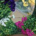 HyeFlora Artificial Hanging Flowers Faux Plants Basket for Outdoors Spring Decor, Fake Silk Morning Glory with Eucalyptus in Planter UV Resistant Outdoor Flowers for Outside Porch Patio Garden Home