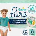 Pampers Pure Baby Diapers, Size 6 (35+ lbs), 72, Up to 100% Leakproof, Premium Hypoallergenic Soft Diapers