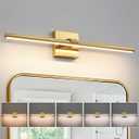 CCYCOL Gold LED Bathroom Vanity Light 24 Inch 18W Dimmable 5CCT Bathroom Lighting Fixtures Over Mirror Modern Brushed Gold Vanity Lights Bar for Bathroom Mirror Cabinets Bedroom