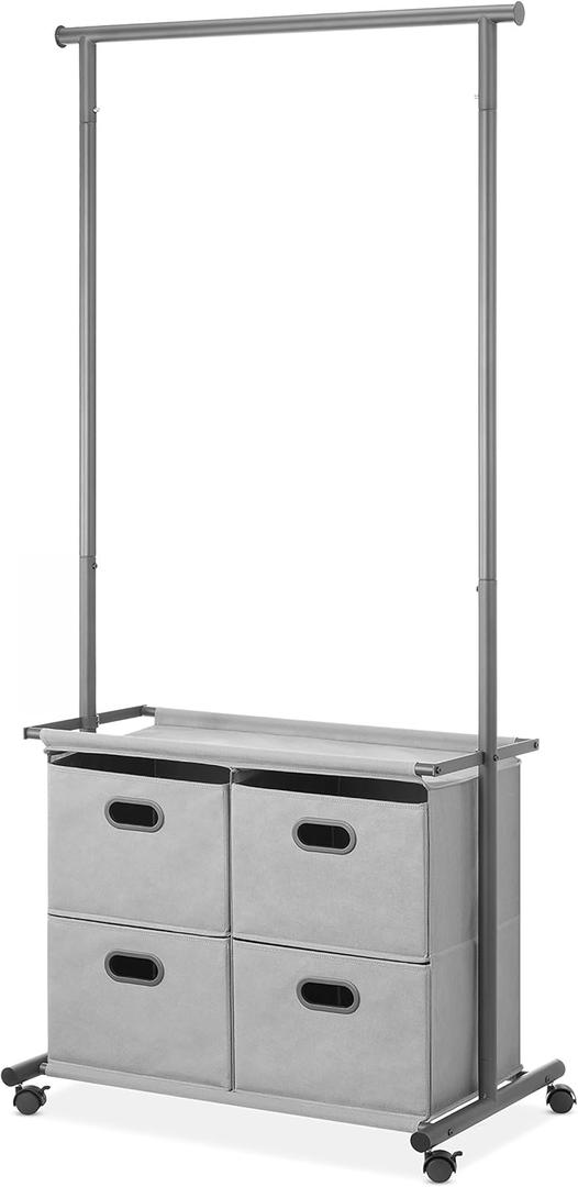 Whitmor Rolling Closet Organizer with Drawers - Grey (20"L x 32.88"W x 70.25"H)