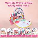 Baby Gym Play Mat, Musical Activity Center for Baby, Kick and Play Piano Gym, Tummy Time Play Mat for Newborn Babies Infants Boys Girls 0-3-6-9-12 Months (Pink)