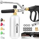 Saker Foam Cannon Dual Connector Accessory for Pressure Washer Kit,with Foam Cannon Dual Connector,Pressure Washer Gun for Car Washing and Cleaning, 5 Power Washer Sprayer Nozzles Four-Piece Set