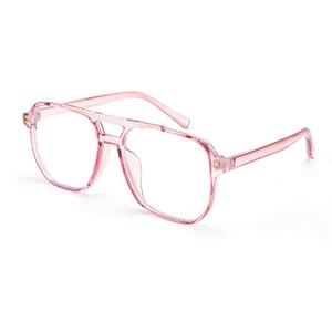 FEISEDY Blue Light Blocking Glasses Fake Nerd Clear Square Computer Lightweight Pilot Glasses Frame Oversized B2866 (Transparent Pink Frame)