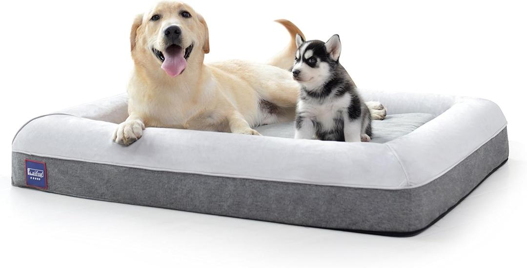 Laifug Orthopedic Memory Foam Large Sofa Pet/Dog Bed (43"x36"x7", Slate Grey) with Durable Water Proof Liner and Removable Washable Cover