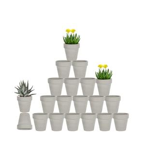 vensovo 3 Inch Grey Terra Cotta & Terracotta Pots with Drainage - 19 Pack Clay Flowerpots, Succulent Nursery Planter Great for Plants, Crafts, Wedding Favor