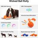 Cheerble Smart Interactive Dog Toy, Wicked Ball Rolly, Automatic Moving, Bouncing, Rotating, E-TPU Material, with Rope & Barks Sound Active Rolling Interactive Dog Ball for Medium and Large Dogs