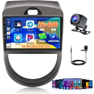 2+64G Android 13 Car Stereo Radio for Kia Soul 2010-2013, 9'' HD Touch Screen Compatible with CarPlay Android Auto, AHD Backup Camera, Mirror Link, GPS, WiFi, DSP