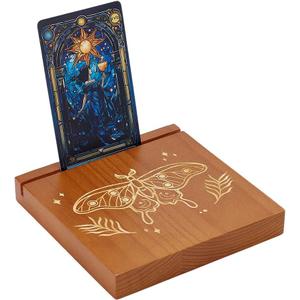 PH PandaHall Wooden Card Holder Card Display Stand Butterfly Pattern Deck Holder Square Wood Oracle Cards Stand for Lenormand Witch Divination Tools Gift Supplies 4.7x4.7x0.7 Inch