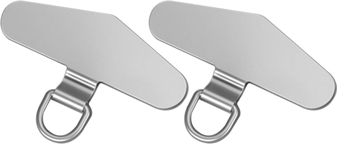 TENOC Metal Phone Tether Tab, Metal Phone Patch, Universal Cellphone Lanyard Pad for Full Phone Cases, 2 x Sliver