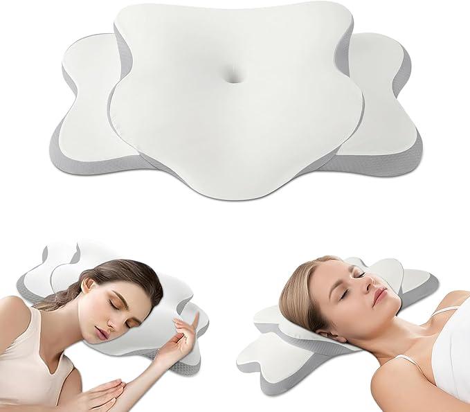 Ergo Pillow for Sleep Apnea, Neck Pain, and Snoring Relief | Cervical Neck Pillow for Side Sleepers | Orthopedic Memory Foam with Ergonomic Support (Gray), Standard