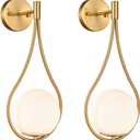 HOLKIRT Mid-Century Modern Wall Sconces Bathroom Globe Vanity Light Fixture Brass Set of 2 (2 Pack-Brass)