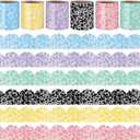 Fuutreo 6 Roll 197 ft Colorful Composition Scalloped Rolled Border Composition Notebook Classroom Decoration Marble Cover Rolled Border Trim Decor for Back to School Chalkboard Office Wall