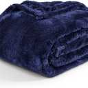 Berkshire Blanket Classic Extra-Fluffy Plush Blanket King Size, Soft Fuzzy Fluffy Long Hair Blanket for Couch Sofa Bed, Atlantis Dark Blue, 90x108 Inches