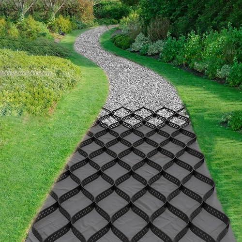 MIWOOYY 2" Thick Gravel Ground Grid 9ft x 17ft - Geo Grid Driveway Stabilization Grids, Gravel Retainer Grid 1800 LBS Per Sq ft, Geocell Paver System for Walkway Driving RV Parking Slopes and Garden