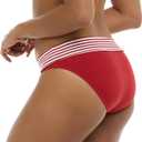 Skye Women's Mid Waist Full Coverage Bikini Bottom Swimsuit (Red, M)