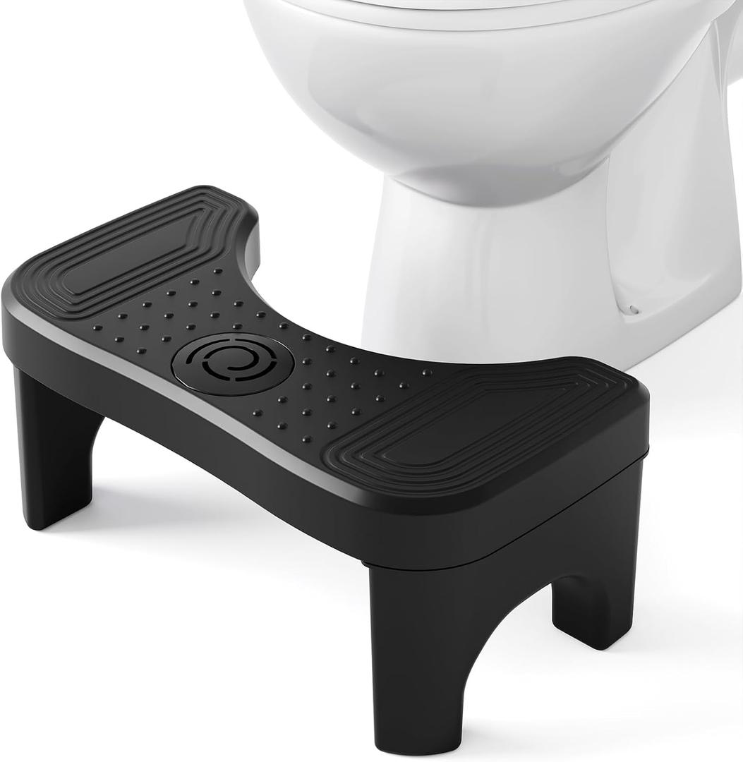 Recximi Black Toilet Stool Poop Stool Squat Adult, Toilet Foot Rest Step Stool for Adults, Portable Bathroom Stool for Pooping, Portable Squatting Toilet Stand for Feet, Healthy Gifts, Black (1 Pack)