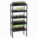 RooTrimmer 5-Tier Hydroponics Growing System, Plant Stand, Ebb and Flow Seedbeds, Siphoning Circulation Watering for Indoor/Greenhouse, Designed for Seed Starter Nursery Cell Trays, Plant Pots