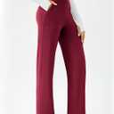 DLOODA Womens Wide Leg Yoga Pants Casual Work Dress Pants Lounge Sweatpants High Waist Comfy Loose Trousers with Pockets, S