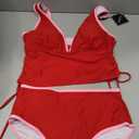 ZAFUL Women's Tankini Swimsuits Tummy Control Two Piece Bathing Suits | High Waisted, V Neck, Removable Soft Cups, Adjustable Straps, High Rise, Modest Swim Suit For Beach Vacation Pool (Red, M)