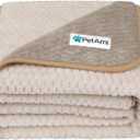PetAmi Waterproof Dog Blanket, Leakproof XL Pet Blanket for Large Dogs, Furniture Sofa Couch Cover Protector, Fleece Cat Throw Bed Crate Kennel, Reversible Washable Soft Plush, Twin 60x80 Taupe Beige