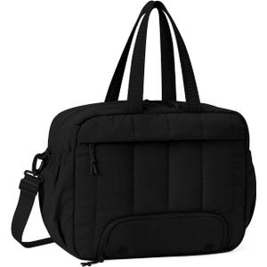 For Spirit Airlines Personal Item Bag 18x14x8 Puffer Travel Duffel Bag with Shoe Compartment Under seat Carry on Luggage Fit 15.6-Inch Laptop Gym Bag for Women Men (Black)