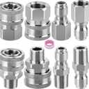 Pressure Washer Quick Connect 3/8 Inch,Stainless Steel Male and Female 3/8" NPT Thread Quick Connect Hose Fittings Adapter, 8 Pieces