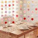 HunnmingRe 7 Pcs 5ft Artificial Flowers Garland Hanging Decorations & 10ft Spring Floral Table Runner Wedding Fake Rose Background Seasonal Wildflower Tulle Table Runner for Home Room Garden Arch