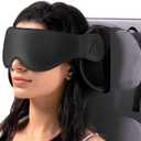 Travel Pillow, Airplane Neck Pillow with 3D Eye Mask for Sleeping, Round Edge Plane Head Strap 360Headrest Support for Long Flight, Stop Bobblehead, Travel Essential for Car Road Trip Black (Standard)