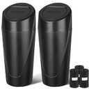 Car Trash Can, 2 Packs Mini Car Trash Bin with Lid, Leakproof Cup Holder Car Garbage Can with 60 Trash Bags, Vehicle Front Back Seat Organizers and Storage for Car, Home, Office, Black