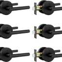 Goldenwarm Black Door Handle Interior, Zinc Alloy Heavy Duty Matte Black Interior Door Handles for Bedroom Bathroom, Modern Round Privacy Door Levers (6 Pack)