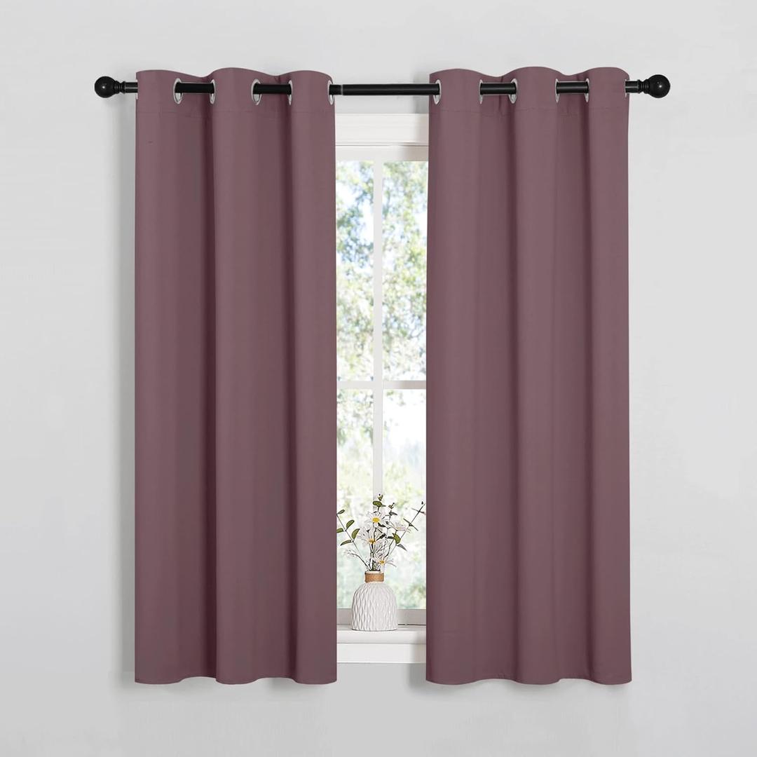 NICETOWN Window Curtain Panels, Dry Rose, 1 Pair, 34 by 54-inch, Thermal Insulated Solid Grommet Blackout Draperies/Drapes for Basement