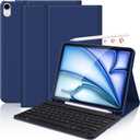 KBCASE for iPad Air 11 inch (M3/M2) 2025/2024 Case with Keyboard, for iPad Air 5th/4th Gen/for iPad Pro 11 2018, Detachable Wireless Keyboard Tablet Case with Pencil Holder(Dark Blue)