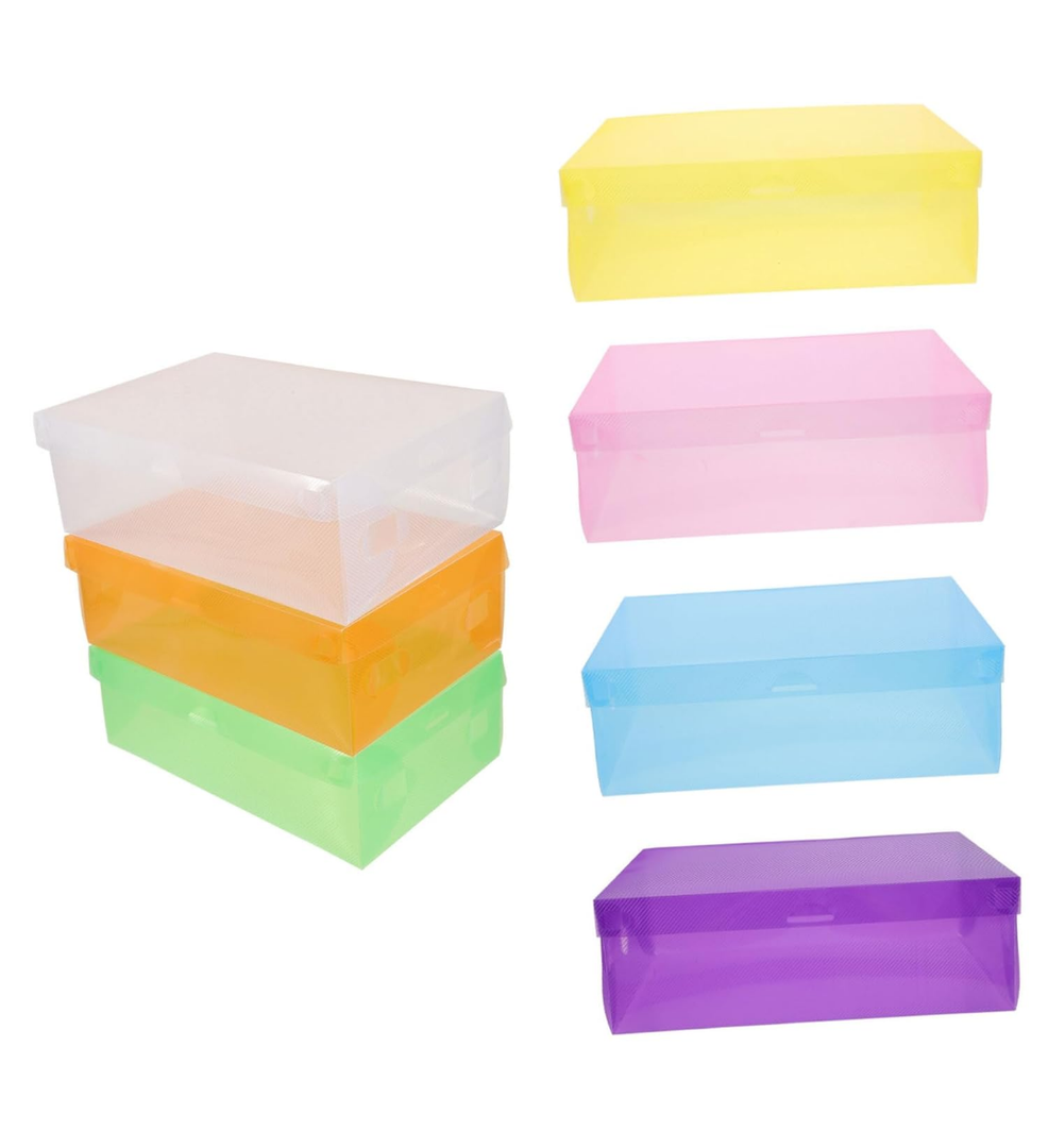 12pack multicolored clear plastic boxes 4x6" for storage Kids/Adult organization