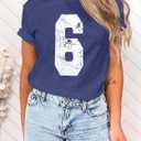 6 Shirt Number Six Shirts Funny Graphic Tshirts Short Sleeve Crew Neck 6 7 Shirt Sport Varsity 10 Tee Tops (S)