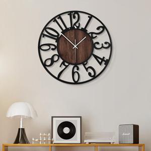 1st owned Wall Clock for Living Room -13" Silent Non Ticking,Battery Operated,Black Metal, Antique Wood Clocks for Farmhouse,Dining Room,Bedroom,Kitchen Clock Wall Decor- Arabic Numerals (13.5 Inch)