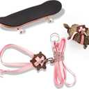 Tortoise Leash and Training Skateboard Toy, Mini Skateboard and Adjustable Harness for Turtle, Funny Tortoises Toys Accessories for Tortoise, Lizard, Small Animals (Pink)