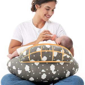 Momcozy Original Nursing Pillow for Breastfeeding-Pioneering Safety Fence- Wider Feeding Pillows for More Support for Mom & Baby- Easier Nursing & Hand Free- Fit for All, Removable Cotton Cover (Grey)