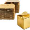 Sparkle and Bash 100 Pack Gold Foil Party Favor Gift Boxes, Candy Boxes for Mother's Day, Easter, Anniversary, Christmas, Graduation, Engagement Celebrations (2.5 x 2.5 x 2.5 Inches)