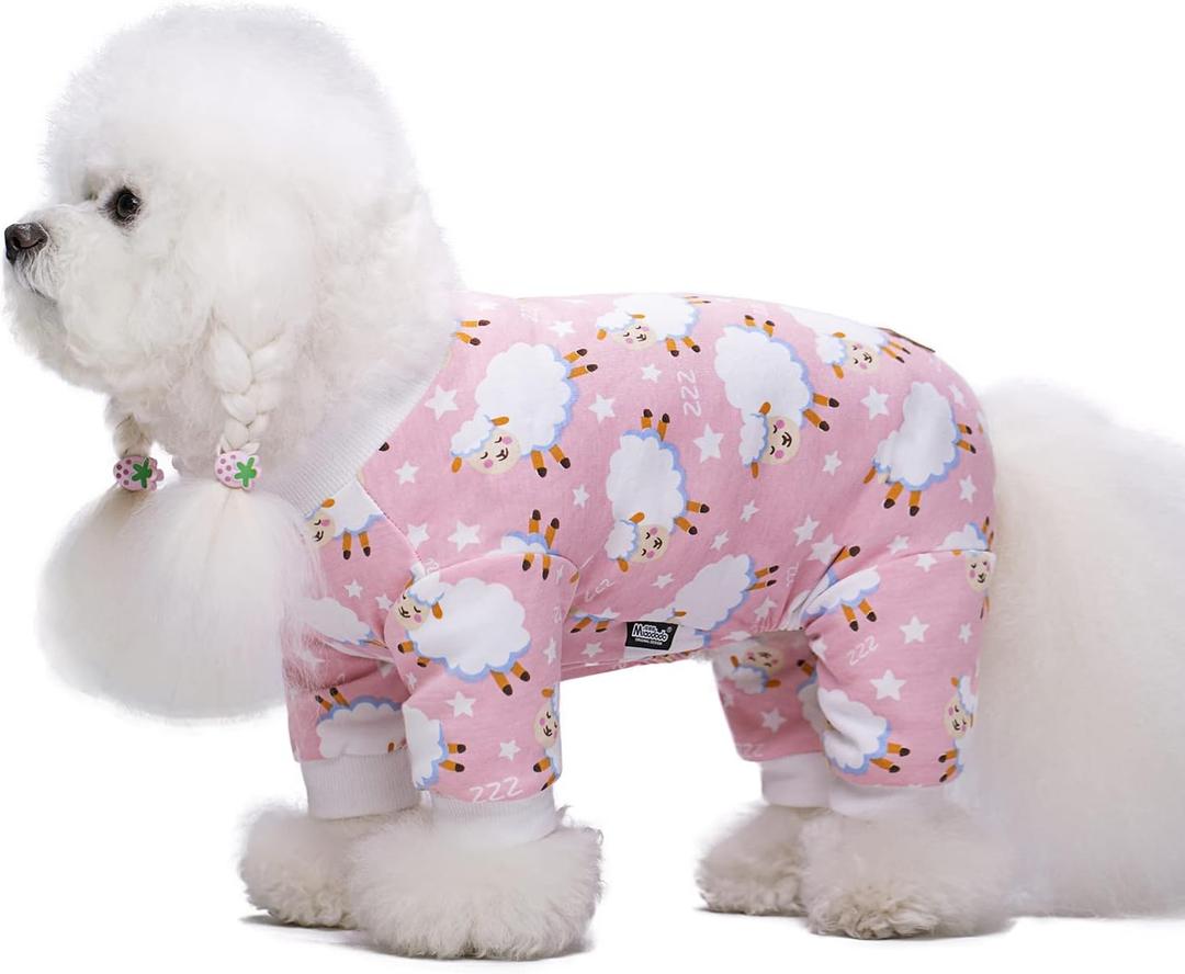 Pink Puppy Christmas Dog Clothes Pajamas for Small Medium Dogs Girl Boy, Funny Pet Cat Dog Shirts Costume Sweaters Pjs Onesie Shirt, Doggie Onesies Cat Pet Outfit Frenchie Clothes