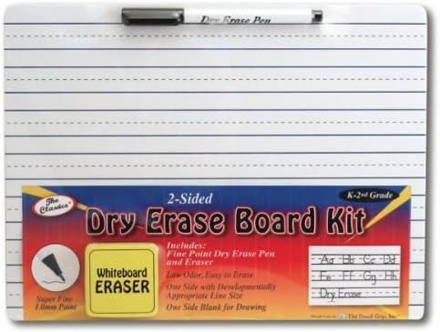 Pack Of 2 The Classics Dry Erase Whiteboard Kit Complete Set with 11.75 x 9 Inches Board, Black Dry Erase Pen and Eraser (TPG-388), White