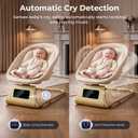 Pamo Babe Portable Baby Swing - Electric Baby Rocker with Cry Detection, 5 Swing Speeds, Bluetooth & Remote Control, Adjustable Backrest, Indoor & Outdoor Swing Chair for Newborn Babies - Beige