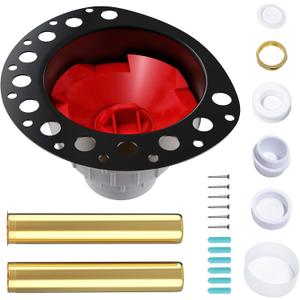 Freestanding Tub Drain Kit, Free Standing Bathtub Drain Kit with PVC Plastic Adapter and Brass Tail Pipes, Fits with 1'' Male,1'' Female or 1'' Threaded Stand Alone Tub Drain (Red)