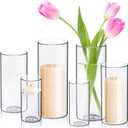WDHODEC Cylinder Flower Vases 6PCS, Hurricane Candle Holders Pillar Votives Floating Candles Holder, Clear Glass Vase for Wedding Party Decoration 10" 7.8" 6" (M+L+XL)