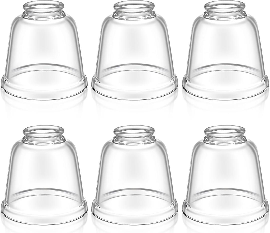 Teenyyou 6 Pcs Clear Glass Globes for Ceiling Fan Lights Covers Glass Lamp Shade Replacement for E26 Chandelier Table Wall Sconce, 2-1/8" Fitter, 4-5/8" Diameter x 4-1/2" Height